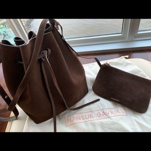 Mansur Gavriel Chocolate Brown Suede Bucket Bag